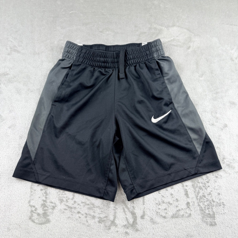 Nike Boys Dri-FIT Athletic Shorts Black Gray 856064-010 Size Small